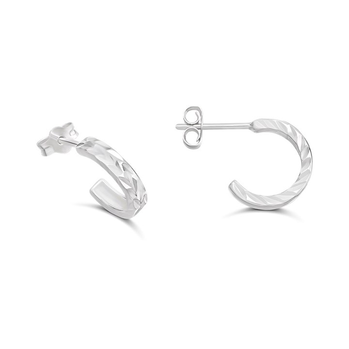 Silver Square Tube Earrings-12mm - F10020