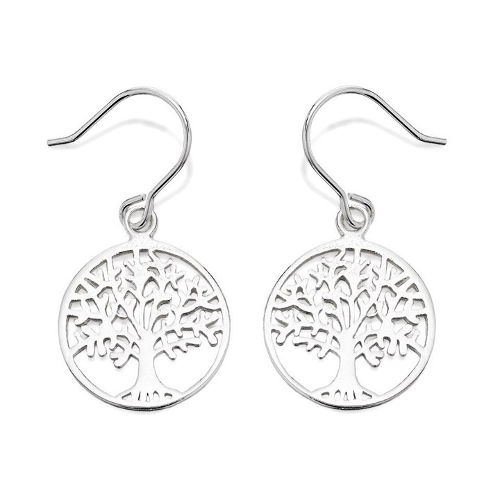 Silver F.Hinds Tree Of Life Hook Wire Earrings - 25mm drop - F1071