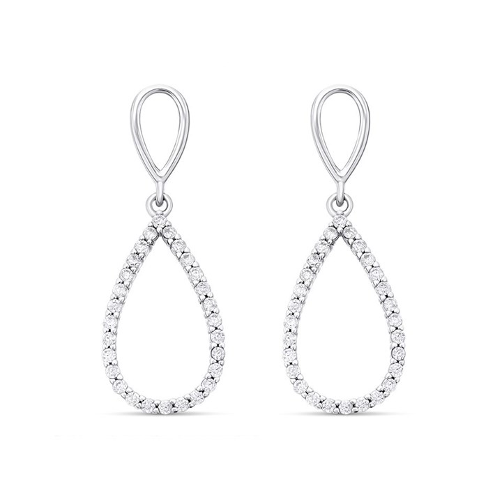 Silver Cubic Zirconia Drop Earrings - 33mm drop - F11010