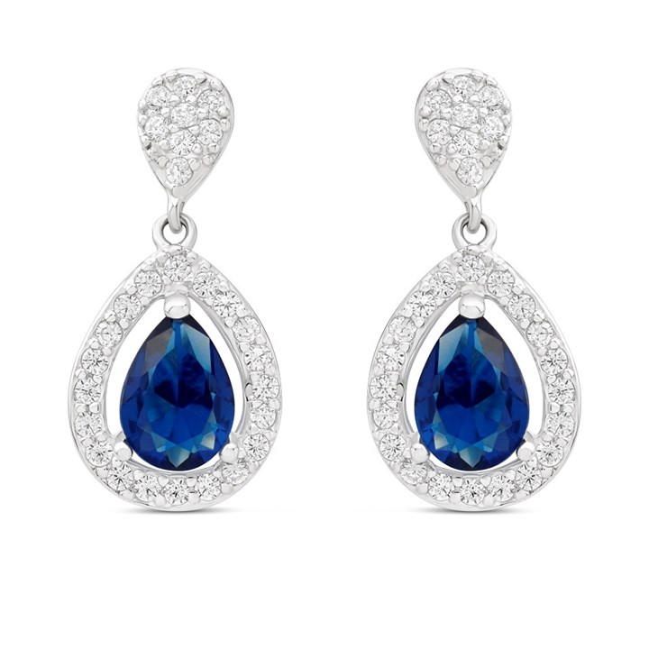 Silver Cubic Zirconia Drop Earrings - 20mm drop - F11027