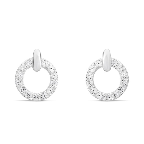 Silver Cubic Zirconia Circle Earrings 9mm F11029