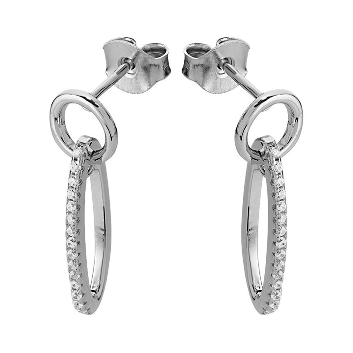 Silver Cubic Zirconia Drop Earrings - 21mm drop - F1194