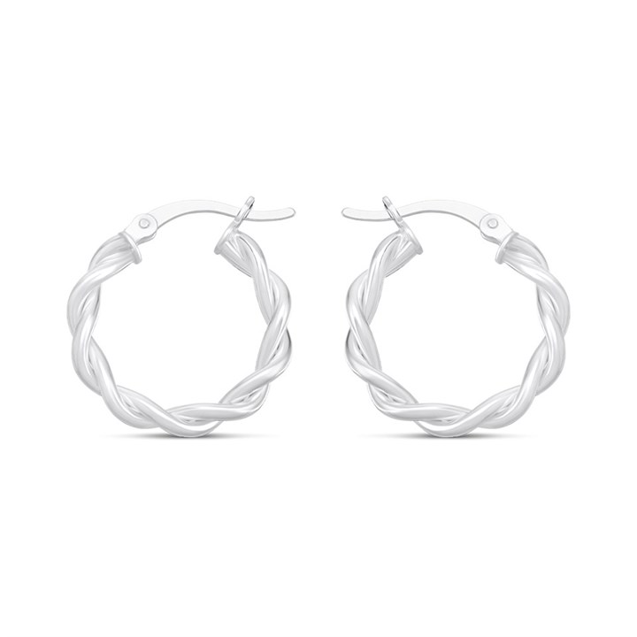 Silver Twist Creole Earrings -20mm - F13020