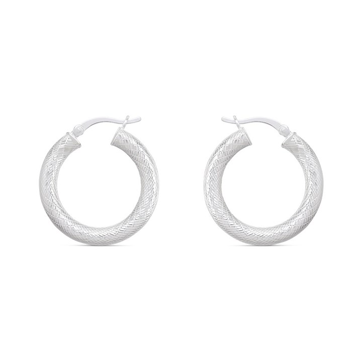 Silver Lined Tube Creole Earrings - 25mm - F13022