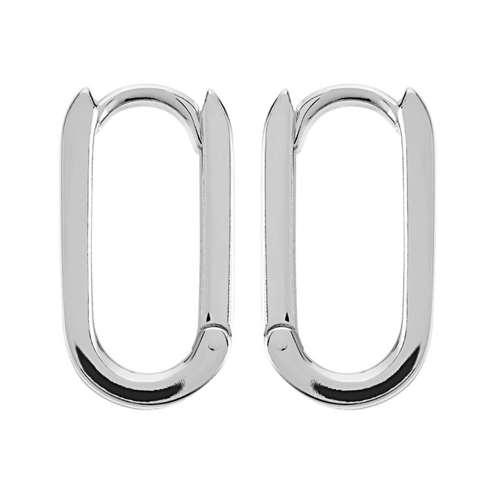 Silver Rectangular Hoop Earrings - 19mm - F13106