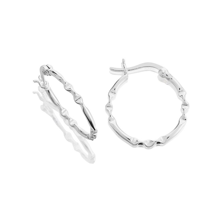 Silver Fancy Hoop Earrings - 20mm - F13111