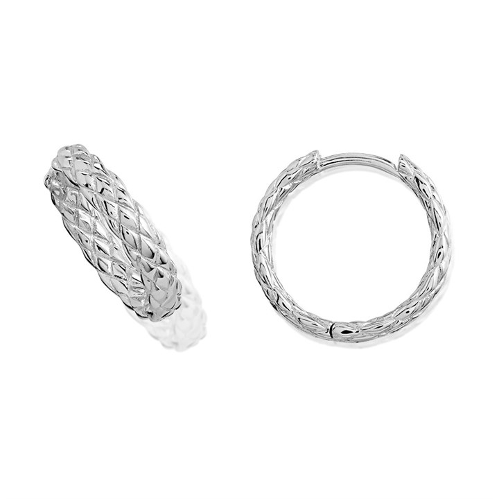 Silver Woven Hoop Earrings - 18mm - F13131
