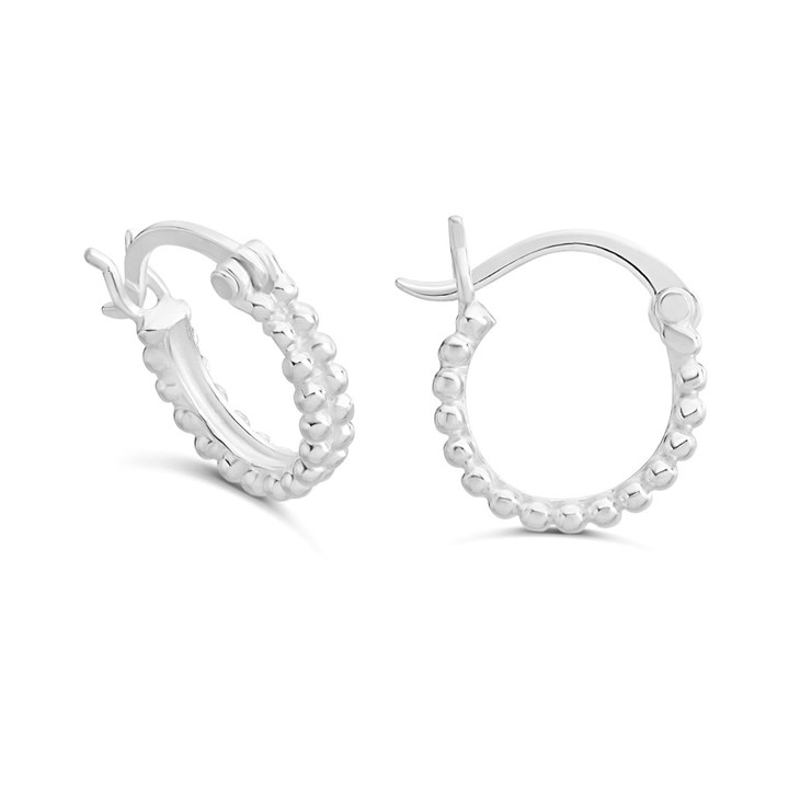 Silver Bobble Hoop Earrings - 10mm - F13140