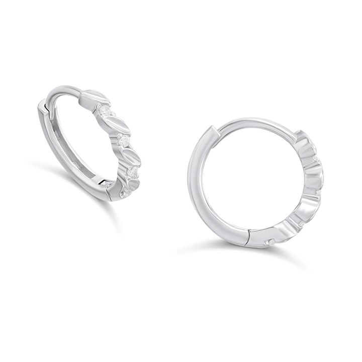 Silver Wave CZ Hoop Earrings - F13168