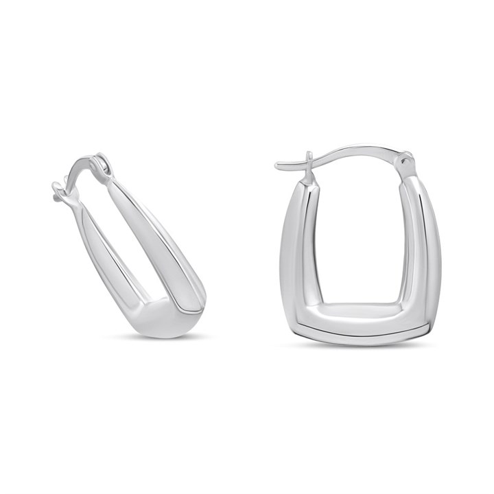 Silver Square Hoop Earrings - F13172