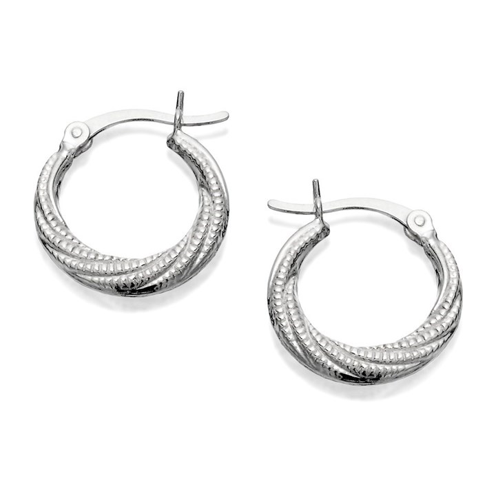 Silver Twist Creole Hoop Earrings - 16mm - F1324