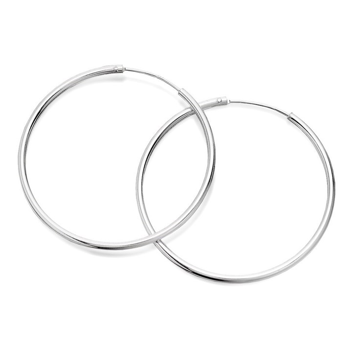 Silver Tube Hoop Earrings - 35mm - F1345