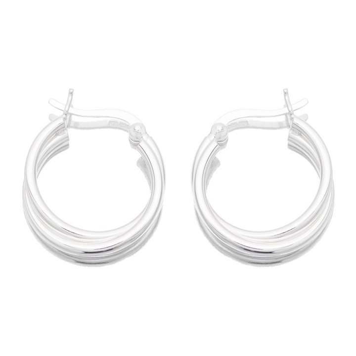 Silver Double Crossover Hoop Earrings - 20mm - F1361