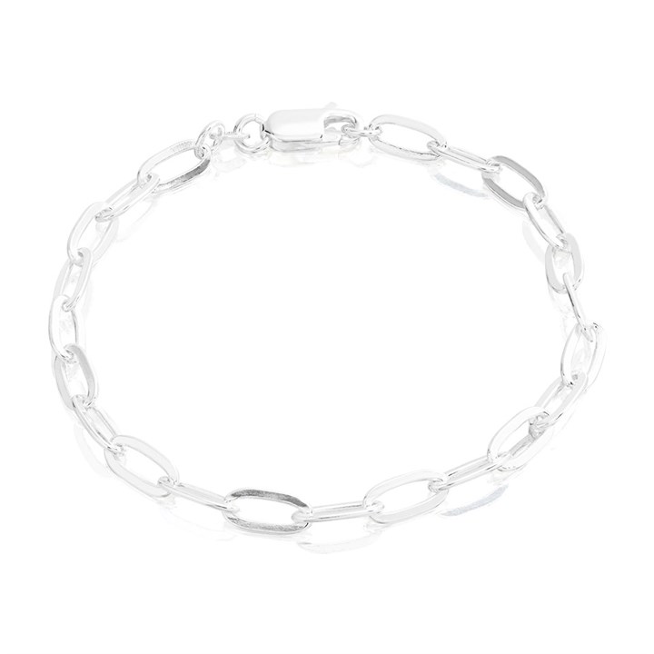 Silver Oval Link Bracelet - 7in - F14004