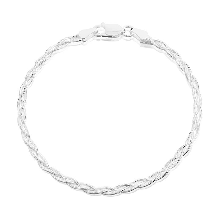 Silver Plaited Bracelet - 7.5in - F14010