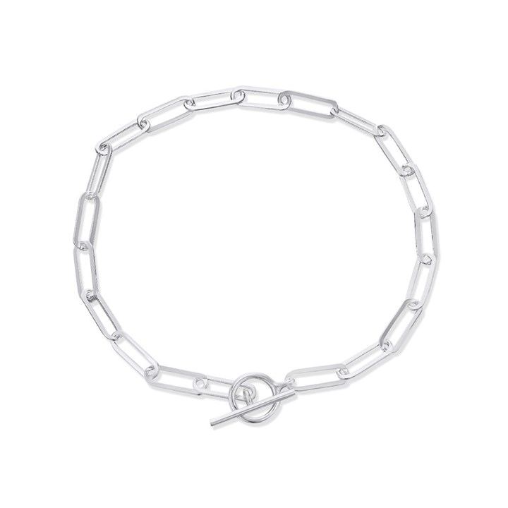 Silver Paperclip T-Bar Bracelet - 7.5in - F14116