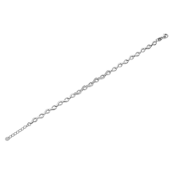 Silver Cubic Zirconia Teardrop Link Bracelet - 8.5in - F14124