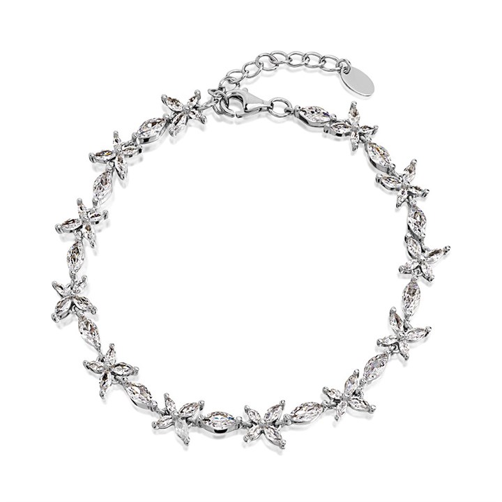 Silver Cubic Zirconia Butterfly Bracelet - 8.5in - F14164