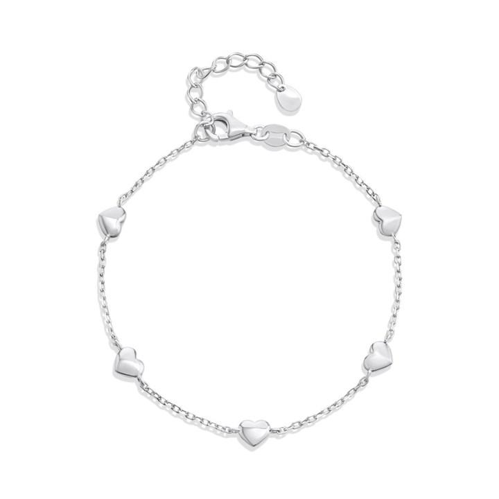 Silver Heart Station Bracelet - F14206