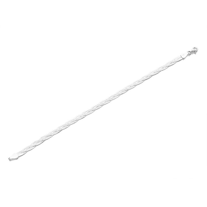 Silver Herringbone Bracelet - 7.5in - F1487