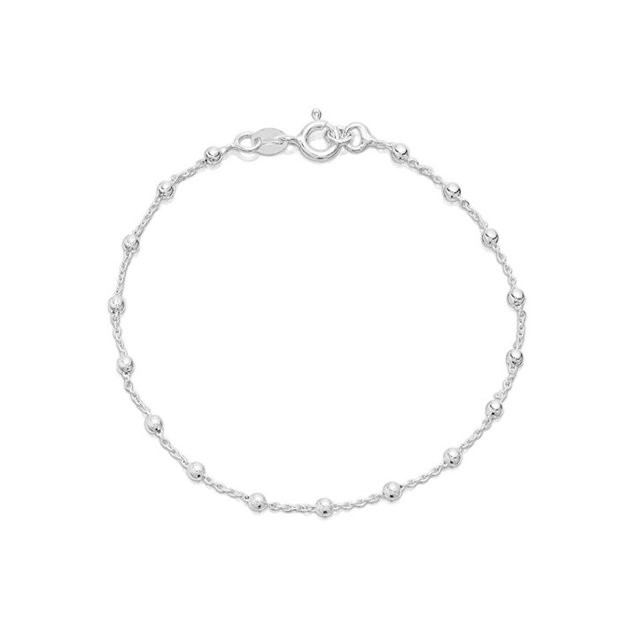 Silver Ball Station Bracelet - 7.5in - F1492
