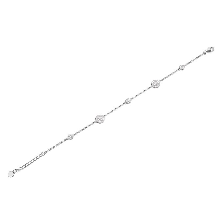 Silver Cubic Zirconia Disc Bracelet - 7.5in - F1495
