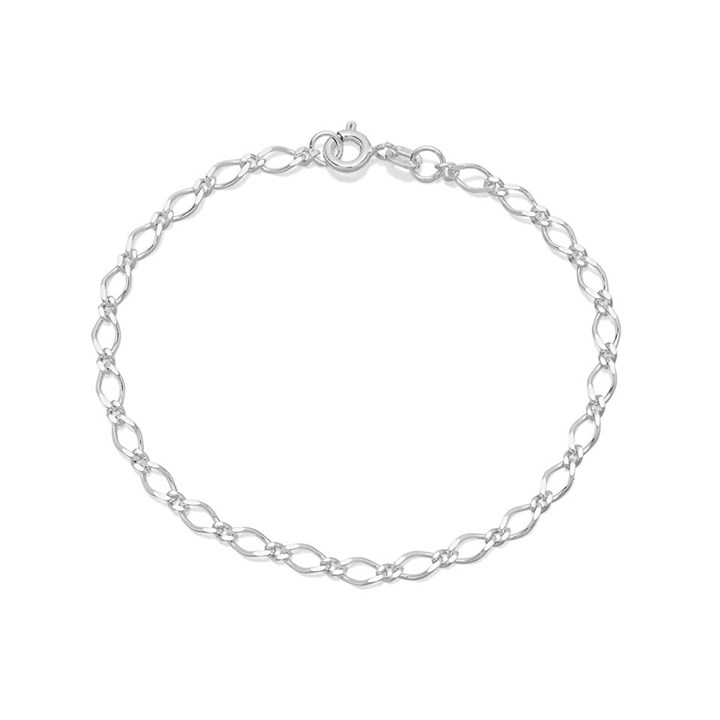 Silver 3mm Wide Figaro Bracelet - 7in - F1708