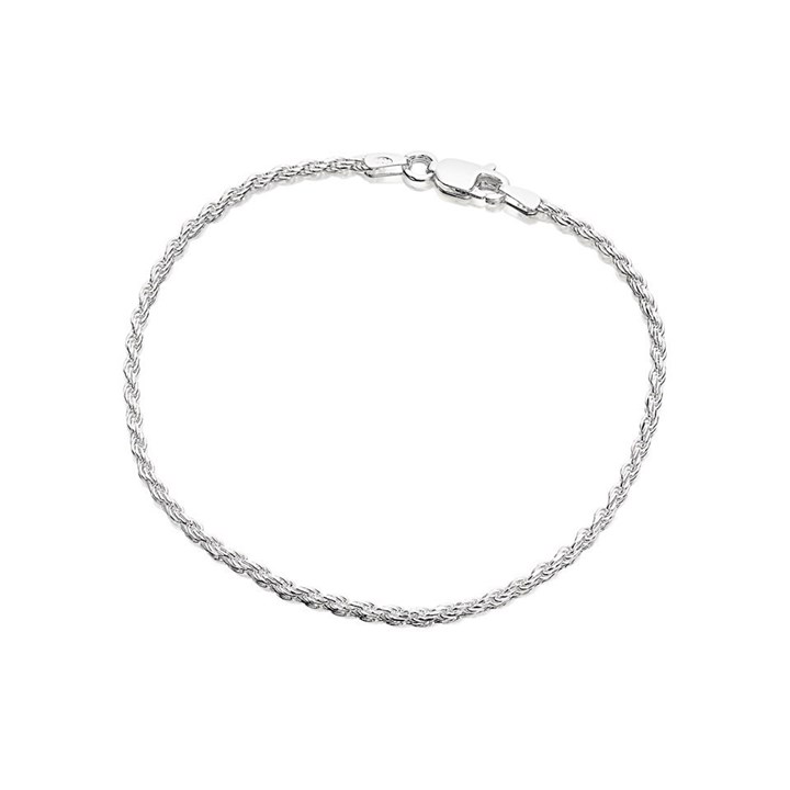 Silver Diamond Cut Rope Bracelet - 7.5in - F1749