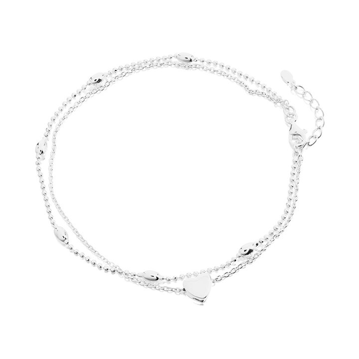 Silver Double Chain Anklet - 10in - F20004