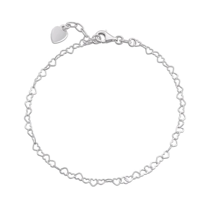 Silver Hearts Link Anklet - F20005