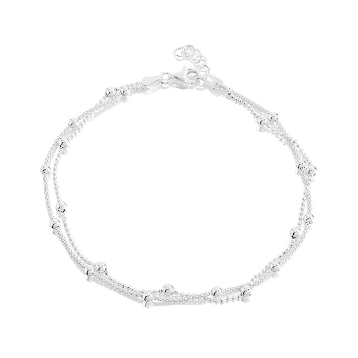 Silver Beaded Anklet - 9.5in - F2030