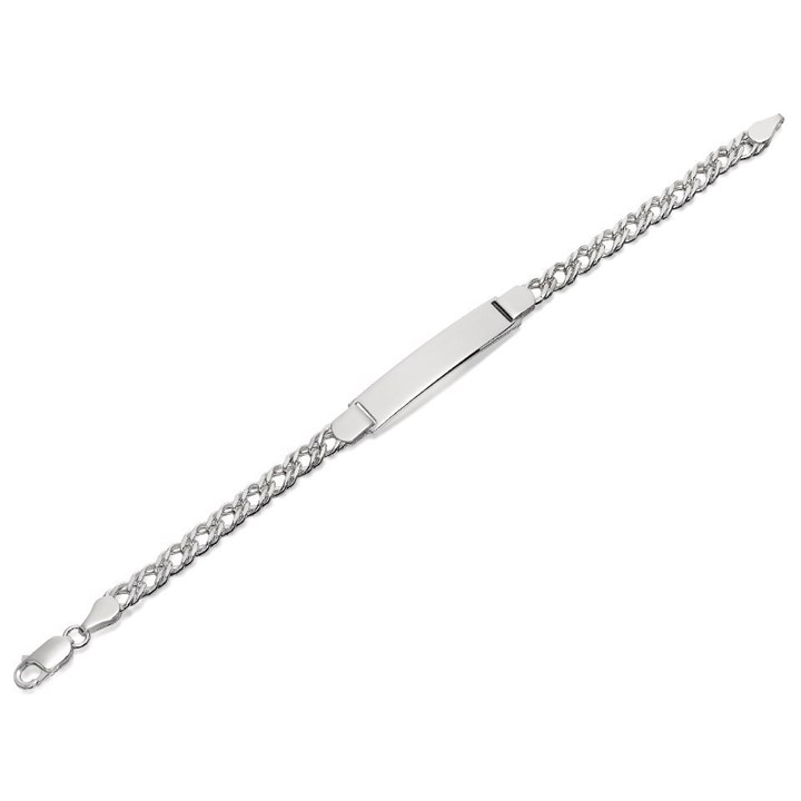 Silver Double Curb Identity Bracelet - 8in - F2310