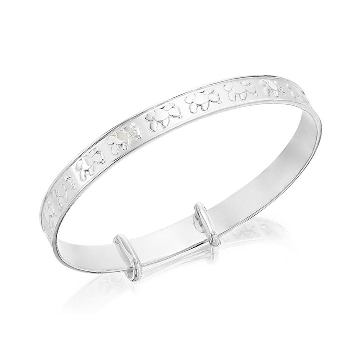 Silver Teddy Design Expanding Baby Bangle - F2646