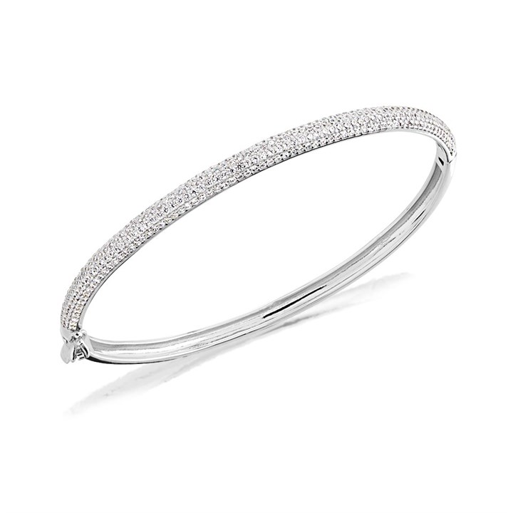 Silver Cubic Zirconia Bangle - F2754