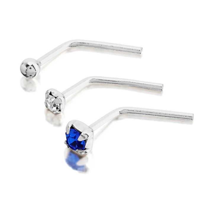 Silver Set Of Three Nose Studs - F3248