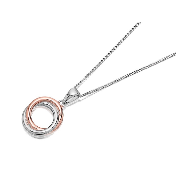 Silver Two Colour Circles Necklace - F33002