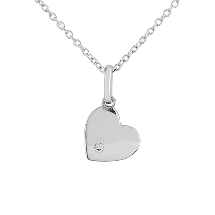 Silver Diamond Set Heart Necklace - F33018