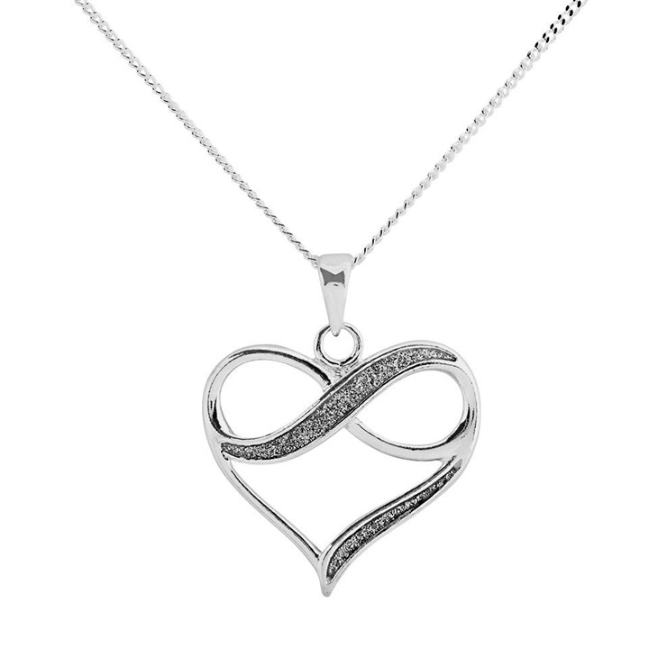 Silver Frosted Heart Necklace - F33021