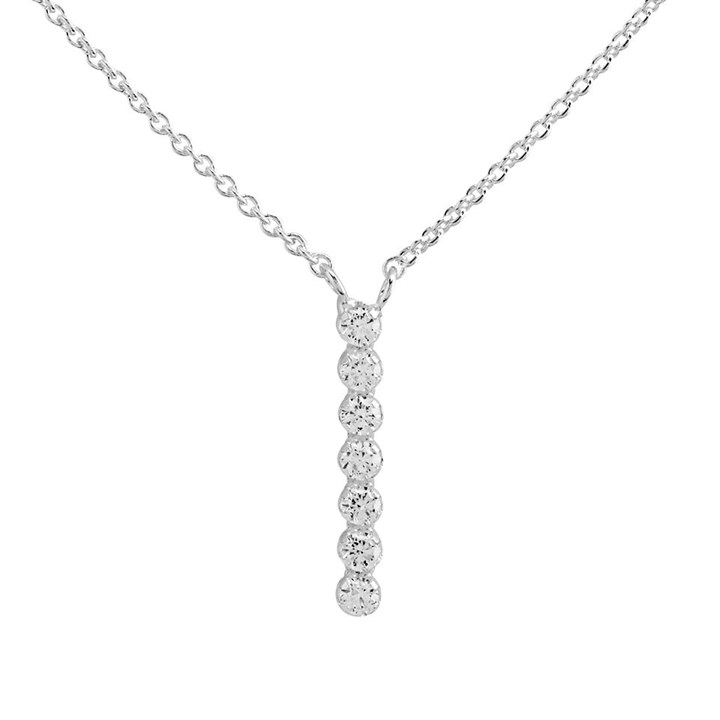 Silver Cubic Zirconia Bar Necklace - F33026