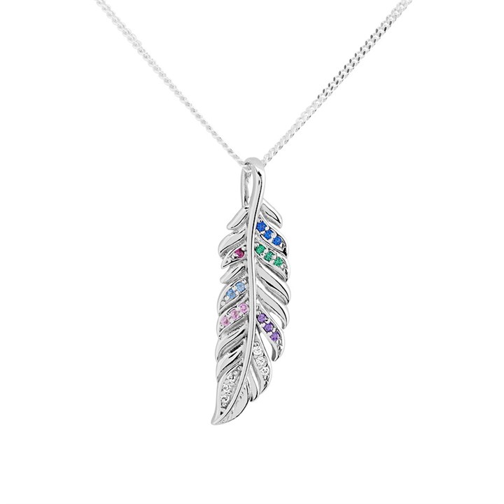 Silver Multi Cubic Zirconia Leaf Necklace - F33027