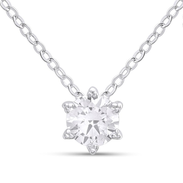 Silver Cubic Zirconia Star Necklace - F33031