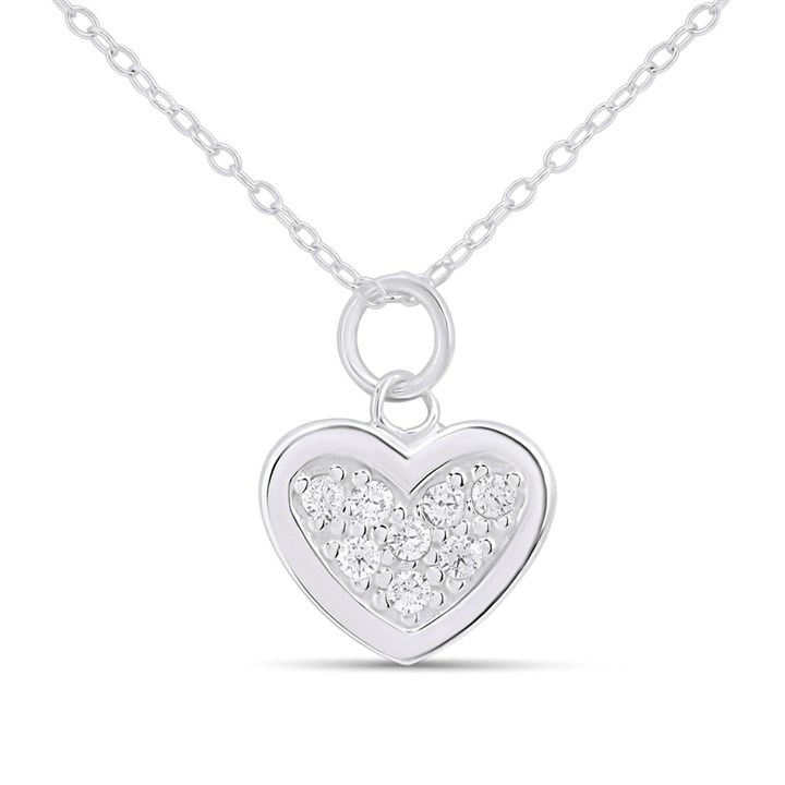 Silver C.Z. Heart Necklace - F33036