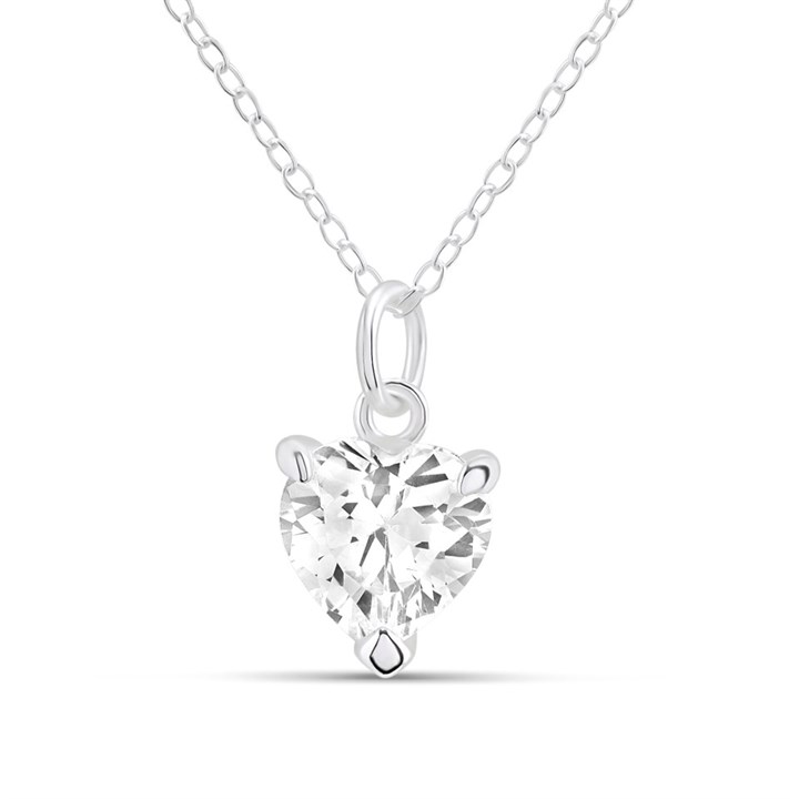 Silver Heart C.Z. Necklace - F33043