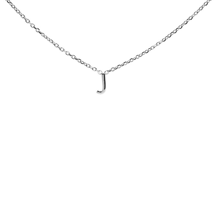 Silver Mini Initial J Necklace - F35109