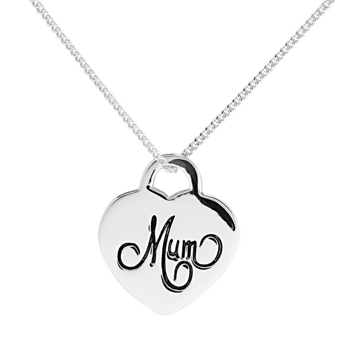 Silver Mum Heart Necklace - F35126