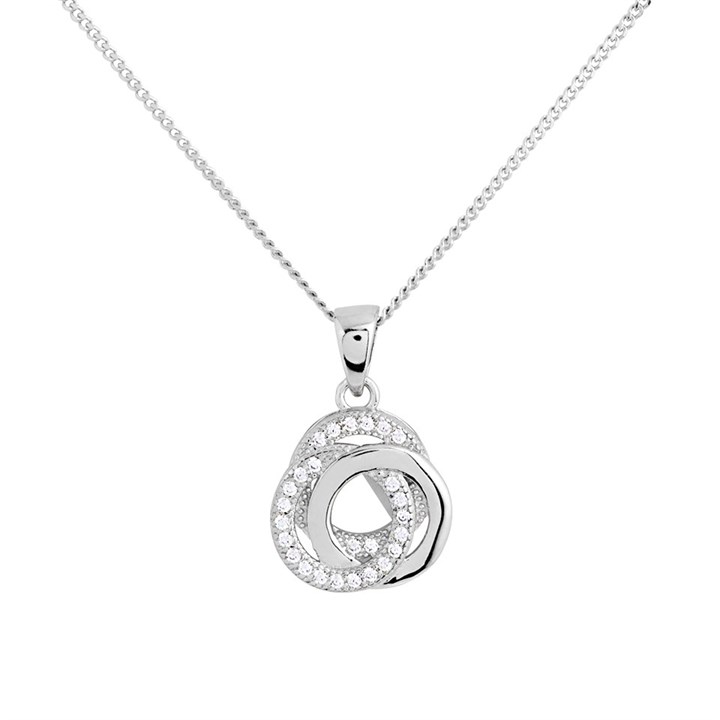 Silver Cubic Zirconia Knot Necklace - F35159