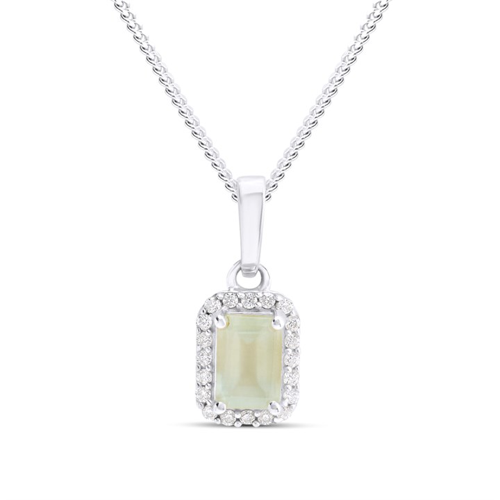 Silver Milky Aquamarine And CZ Halo Birthstone Necklace - F35183