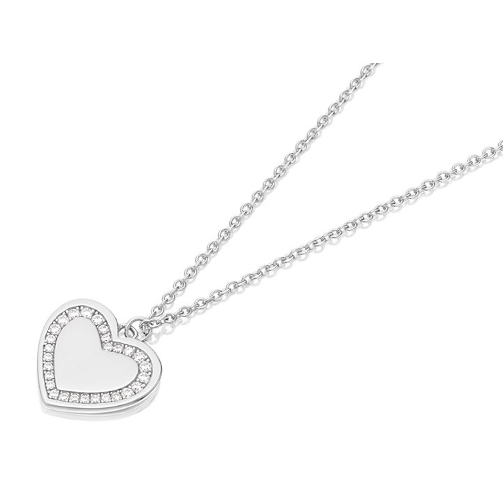 Silver Cubic Zirconia Heart Necklace - F3535