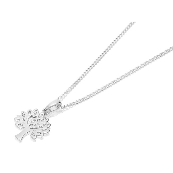Sterling Silver Cubic Zirconia Tree Of Life Necklace - F3538