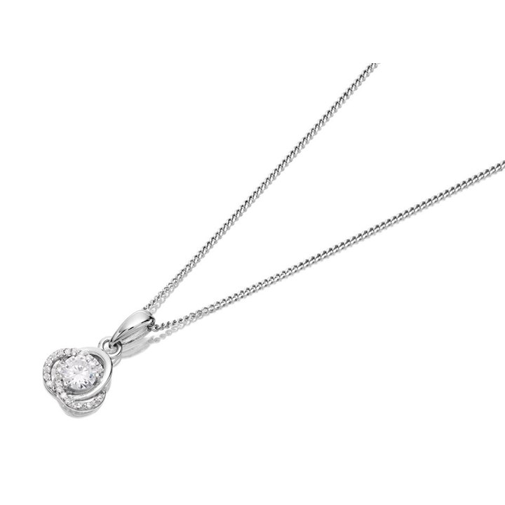 Sterling Silver Cubic Zirconia Knot Pendant And Chain - F3541